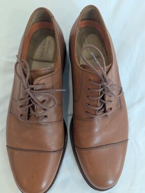 Designer Cole Haan Tan Leather Cap-Toe Oxfords